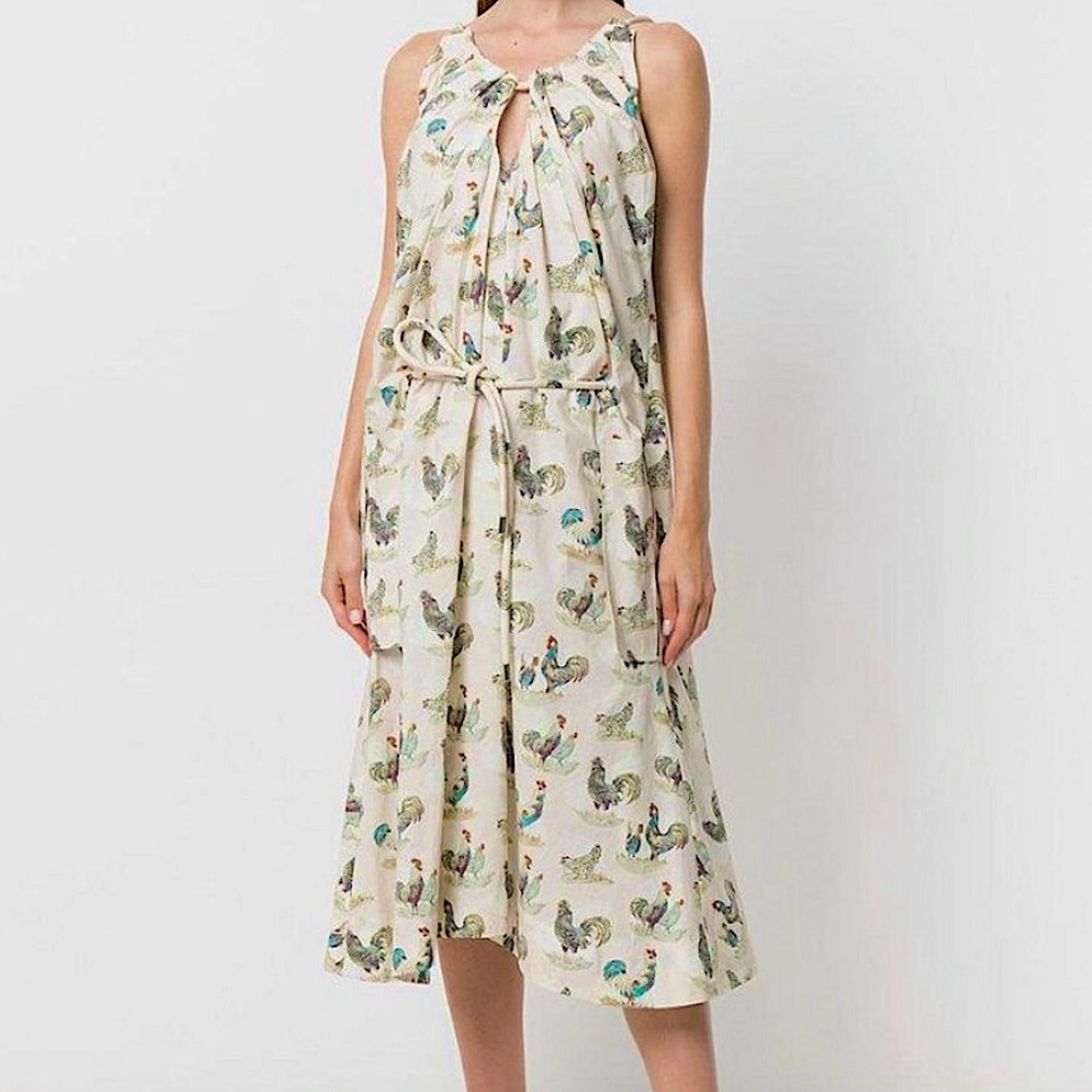 CARVEN “Rooster” print halter dress